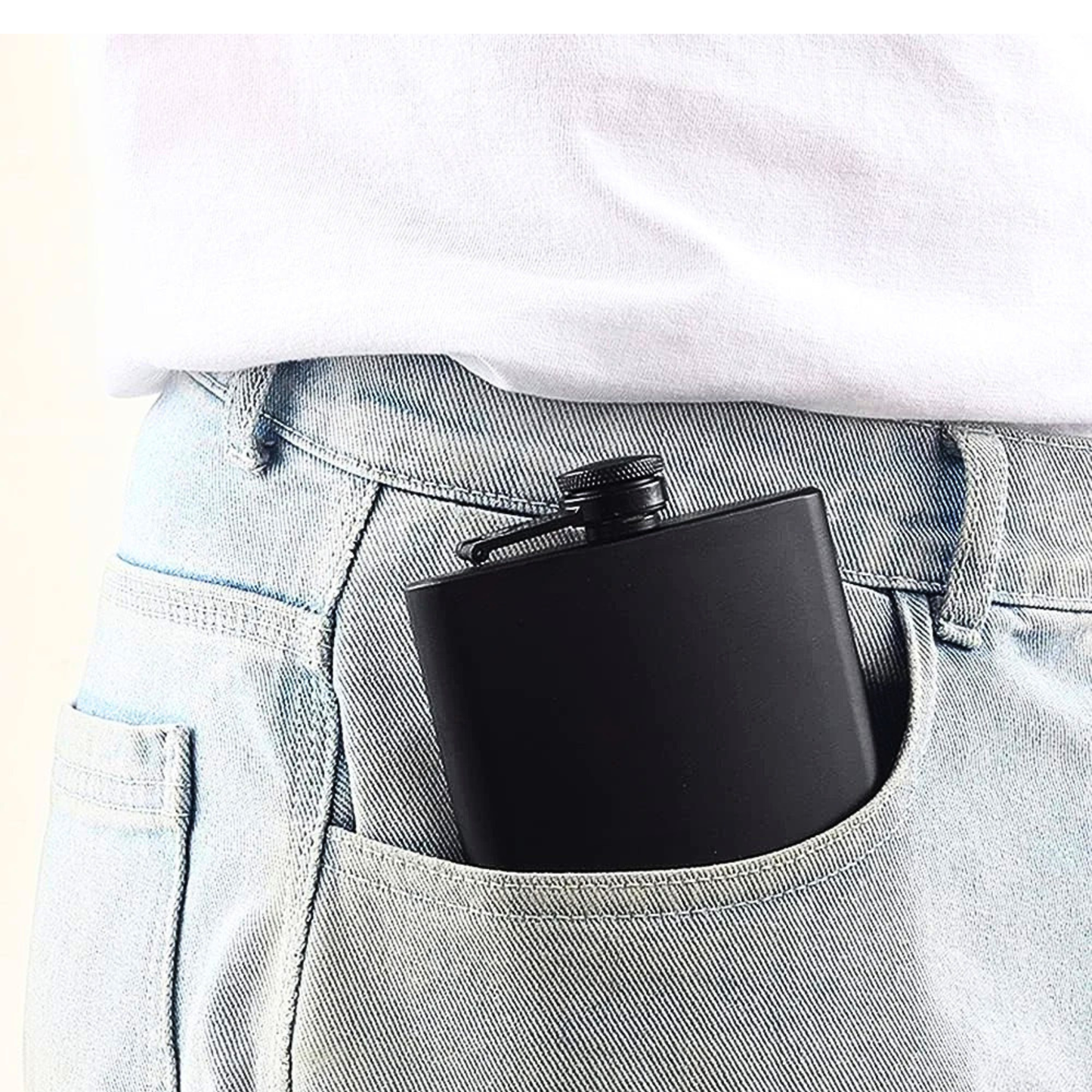 Matte Black Stainless Steel Pocket Flask 12 Ounces