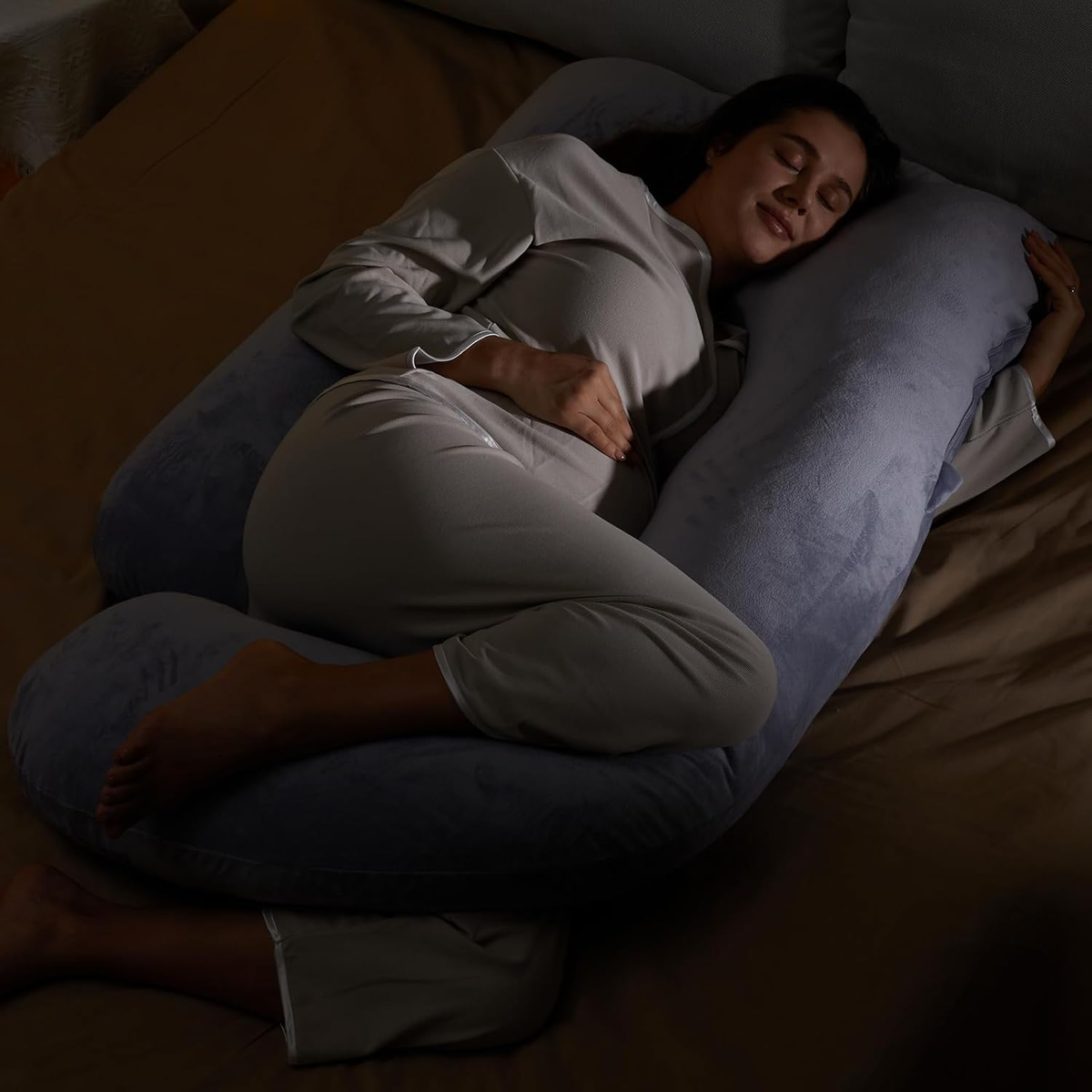 Pregnancy Pillows for Sleeping, U Shaped Full Body Maternity Pillow with Removable Cover - Support for Back, Legs, Belly, HIPS for Pregnant Women, 57 Inch Pregnancy Pillow for Women, Grey