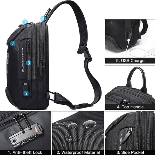 BANGE Anti-Theft Oxford Sling Backpack