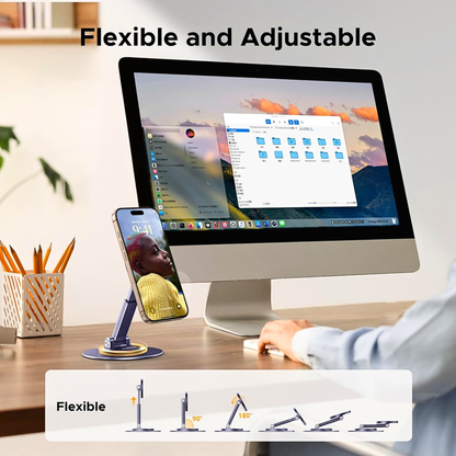 Magnetic Height-Adjustable Phone Stand With 360° Rotation