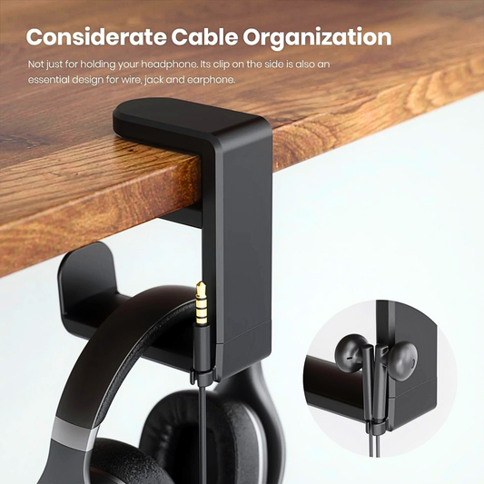 EURPMASK Under Desk 360 Degree Rotating Headphone Hanger