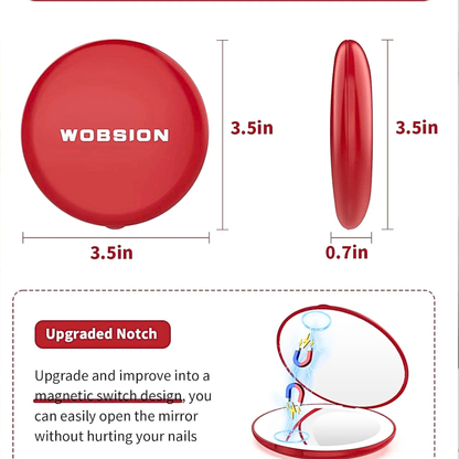 LUMINA Magnetic-Logic Travel 10X Micro-Clarity LED Makeup Mirror