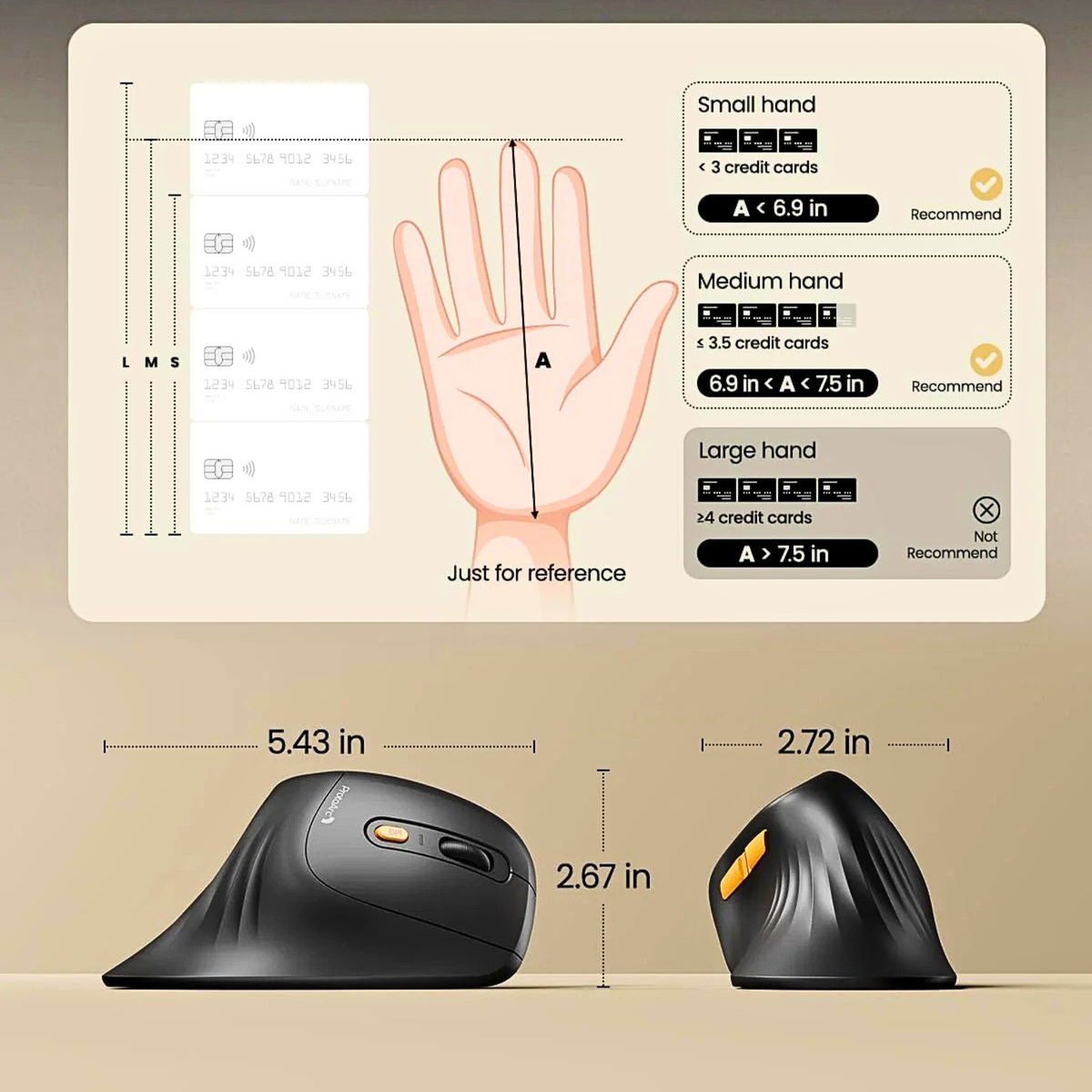 ProtoArc Wireless Ergonomic Vertical Mouse