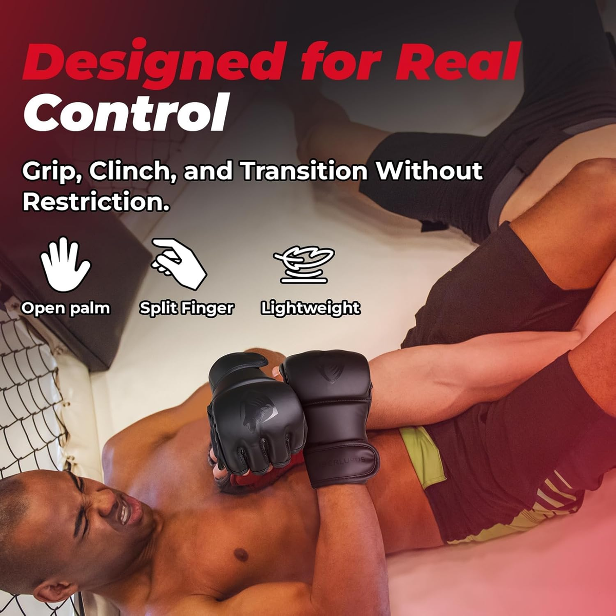 MMA Gloves Sparring for Men– Open Palm Training Gloves for Grappling, Kickboxing, Muay Thai, Youth Self-Defense, Heavy Bag Workouts – Durable Synthetic Leather with Wrist Support