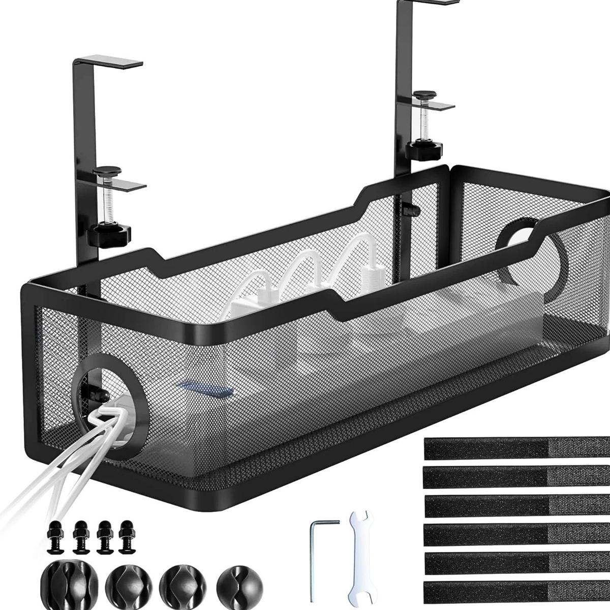 Under Desk Cable Management Tray | Drill-Free Wire Organizer