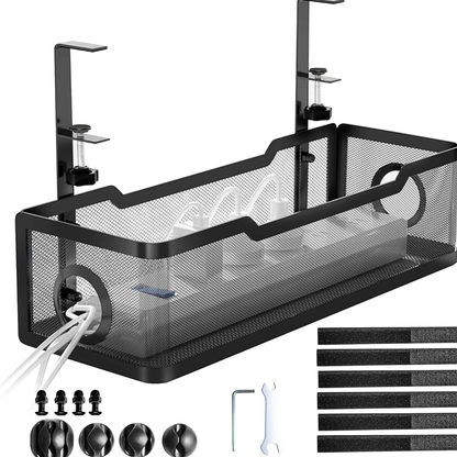 Under Desk Cable Management Tray | Drill-Free Wire Organizer