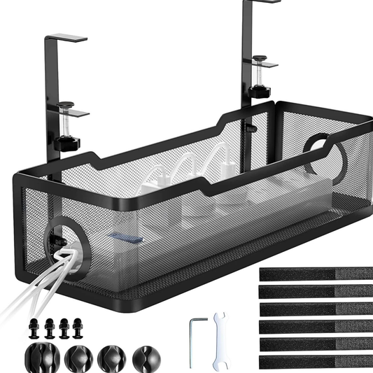 Under Desk Cable Management Tray | Drill-Free Wire Organizer