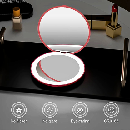 LUMINA Magnetic-Logic Travel 10X Micro-Clarity LED Makeup Mirror