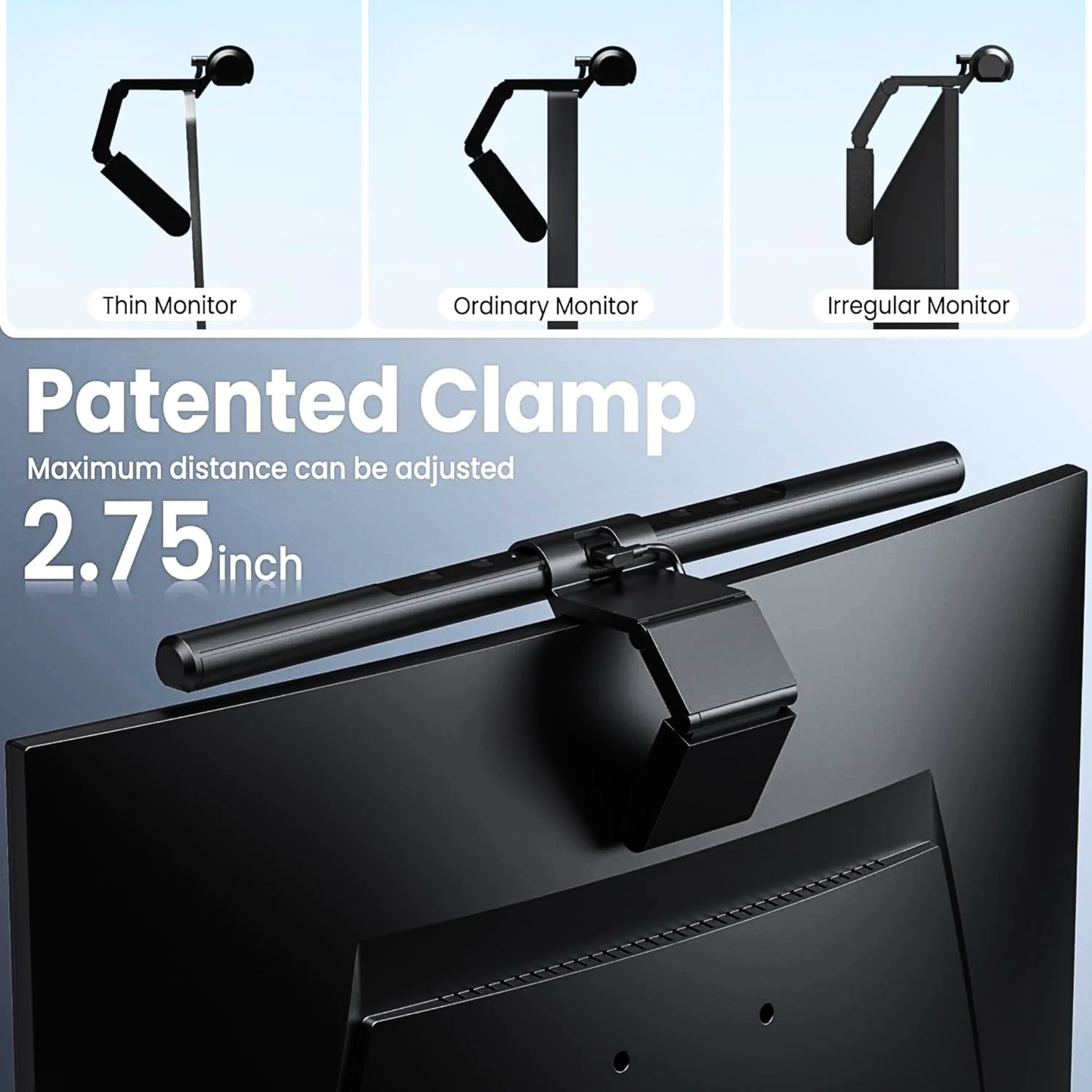 Quntis Computer Monitor Lamp, USB LED Monitor Light Bar with Auto-Dimming, Space-Saving Desk Lamp