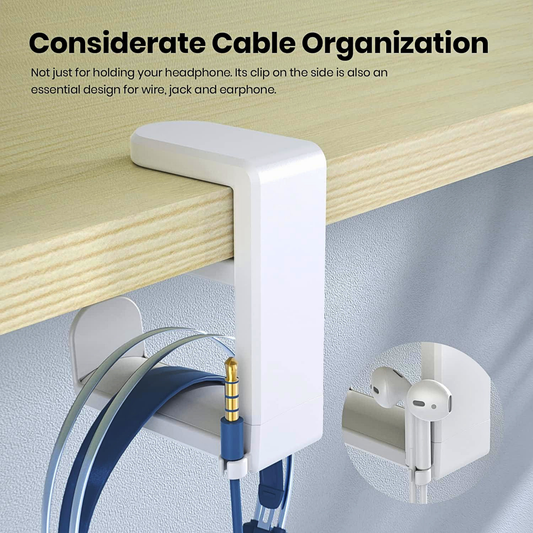 EURPMASK Under Desk 360 Degree Rotating Headphone Hanger