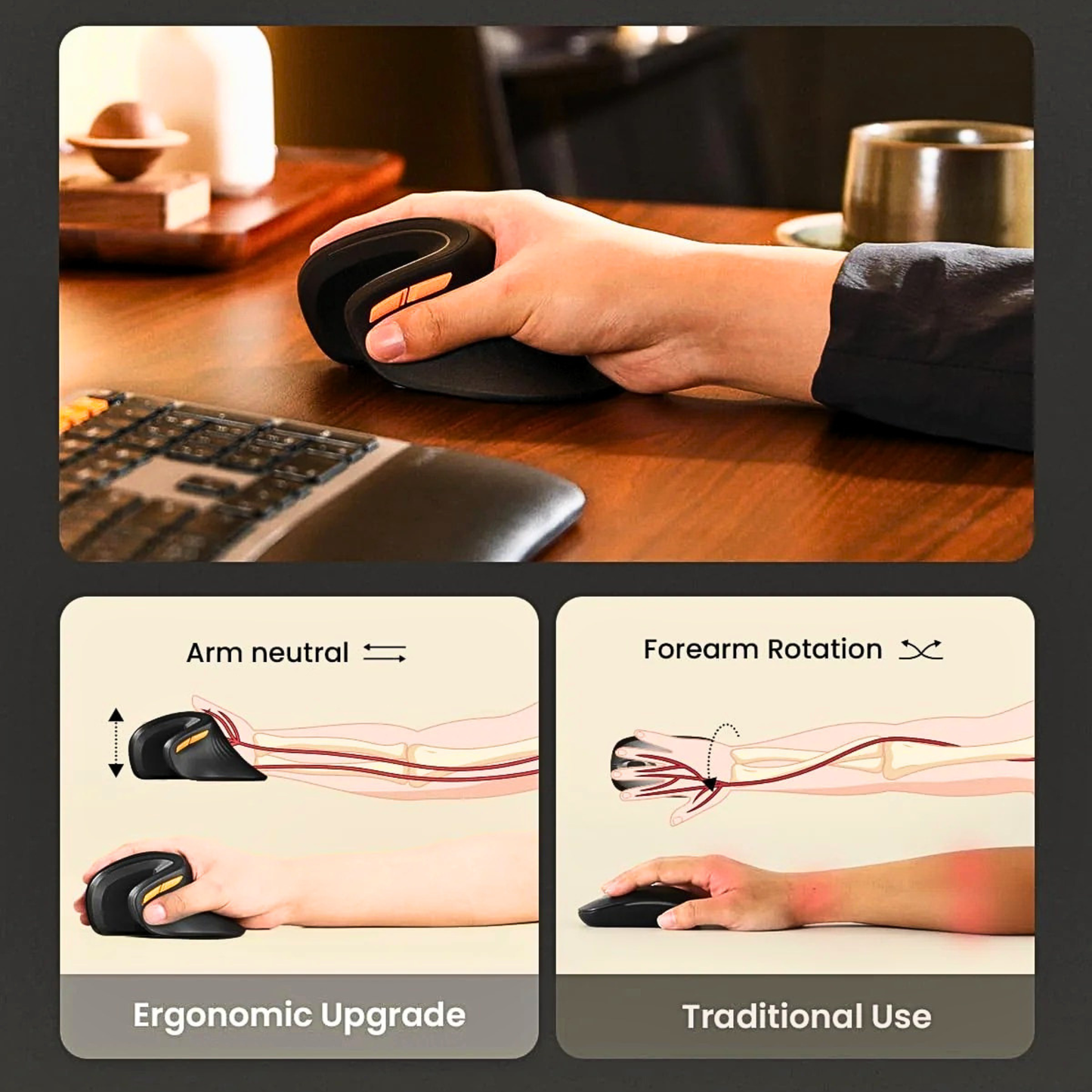 ProtoArc Wireless Ergonomic Vertical Mouse