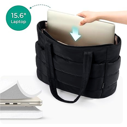 BAGSMART Lightweight Puffer Tote Bag with Zipper