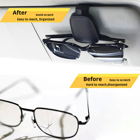 Magnetic Leather Car Visor Sunglass Holder 2 Pack