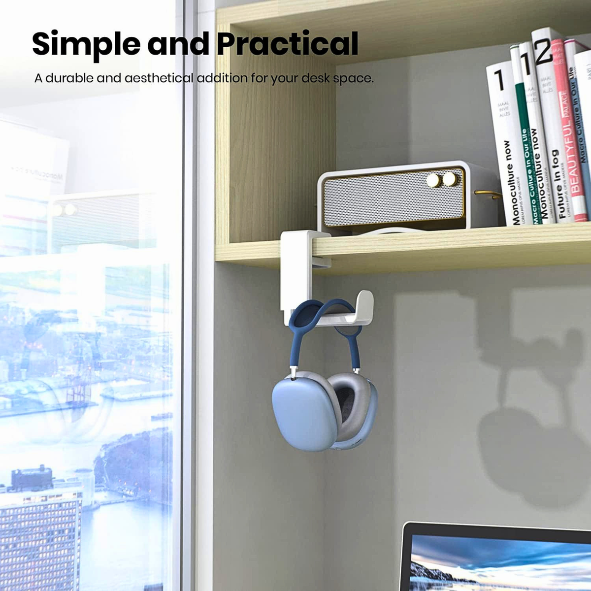 EURPMASK Under Desk 360 Degree Rotating Headphone Hanger
