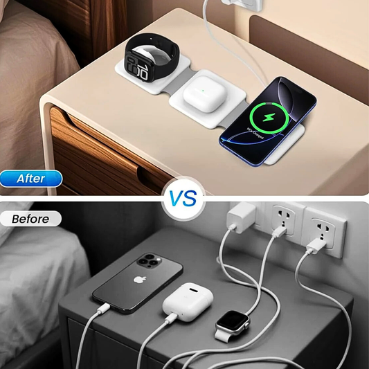 Foldable 3-in-1 Magnetic Wireless Charging Station | Apple Travel Dock