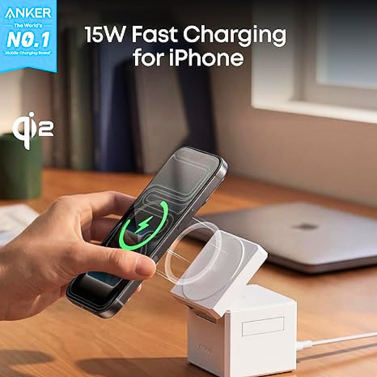 Anker 3-in-1 MagSafe Charging Cube | 15W Foldable Stand