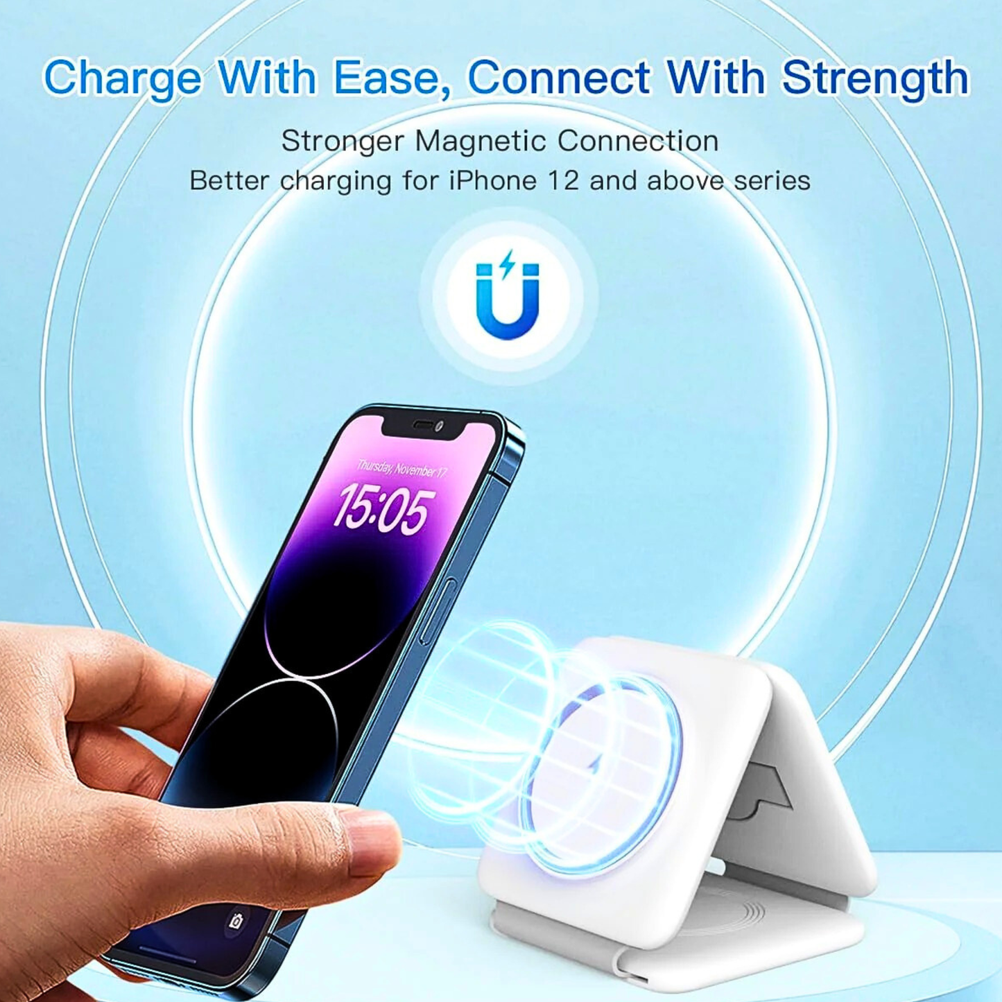 Foldable 3-in-1 Magnetic Wireless Charging Station | Apple Travel Dock