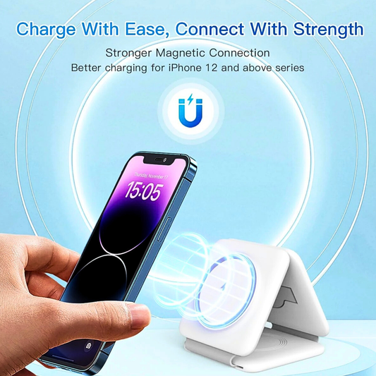 Foldable 3-in-1 Magnetic Wireless Charging Station | Apple Travel Dock