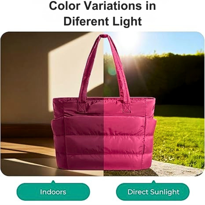 BAGSMART Lightweight Puffer Tote Bag with Zipper