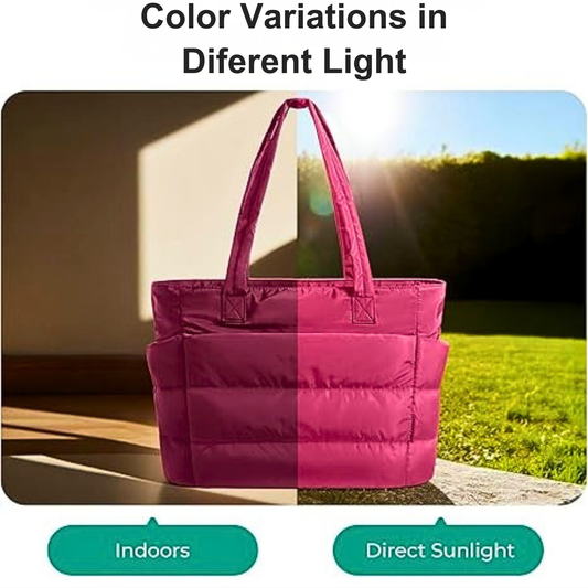 BAGSMART Lightweight Puffer Tote Bag with Zipper