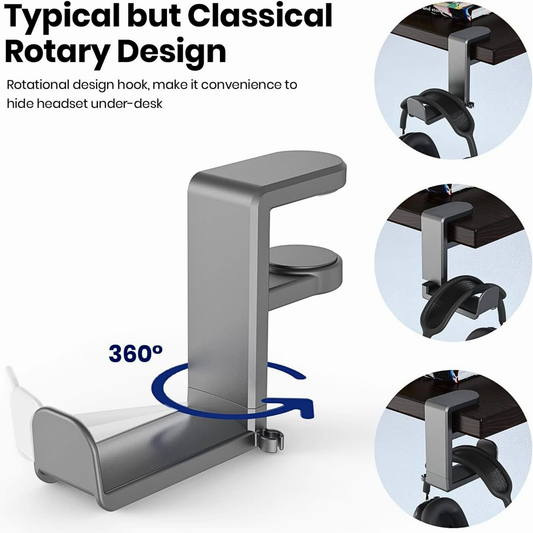 EURPMASK Under Desk 360 Degree Rotating Headphone Hanger
