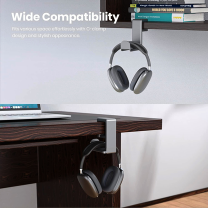 EURPMASK Under Desk 360 Degree Rotating Headphone Hanger