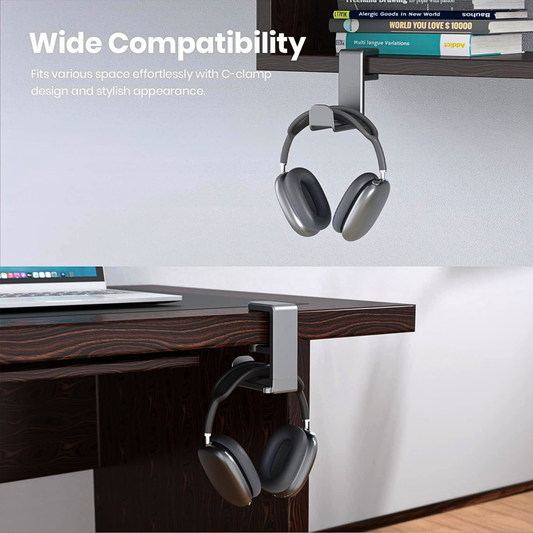 EURPMASK Under Desk 360 Degree Rotating Headphone Hanger
