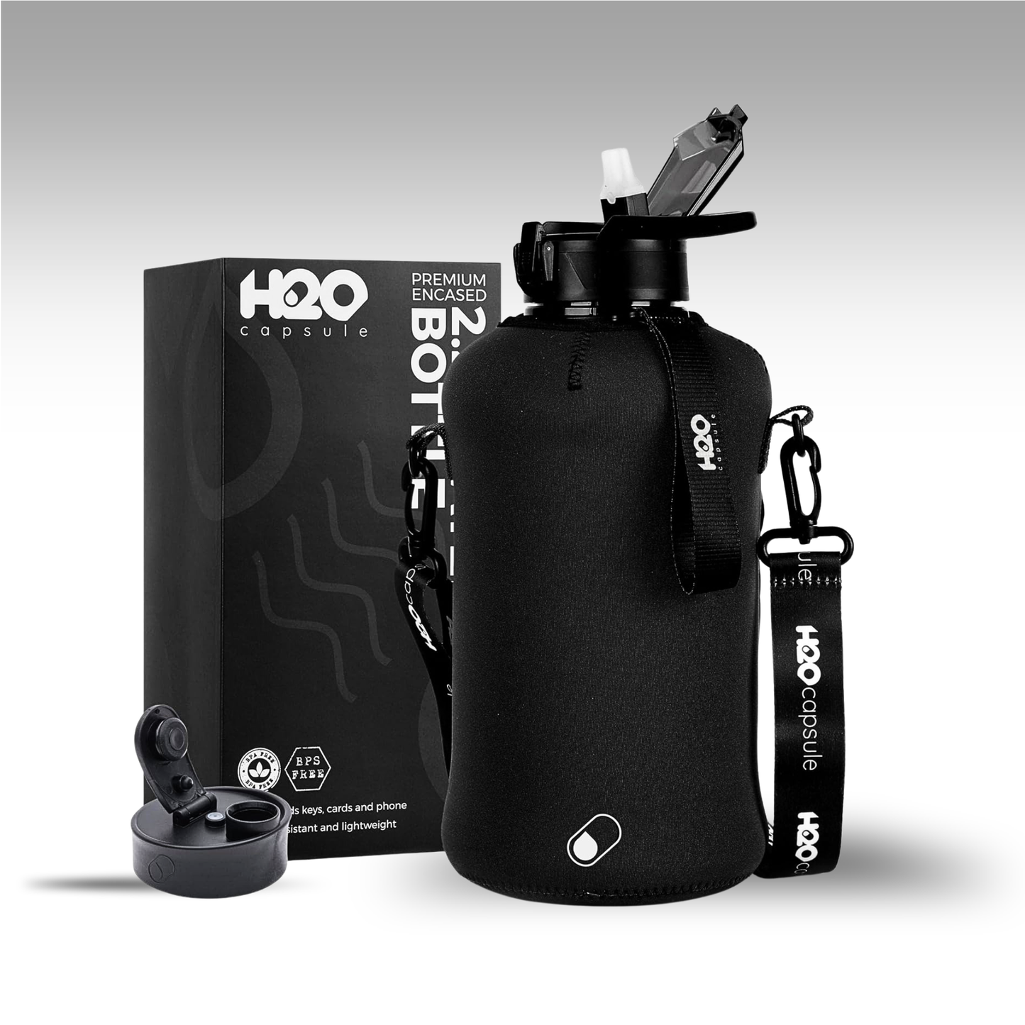 Half Gallon Water Bottle with Storage Sleeve and Straw