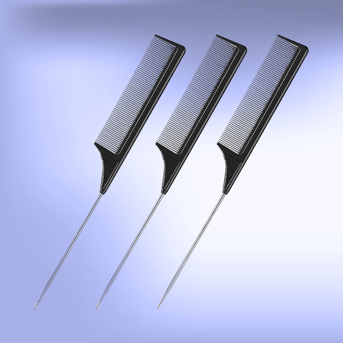 Leinuosen Carbon Fiber Rat Tail Comb 3-Pack