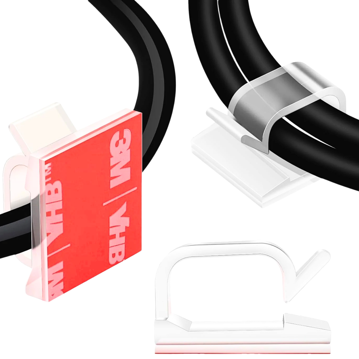 Transparent Adhesive Cable Clips | 60-120 Pack Desk Organizers