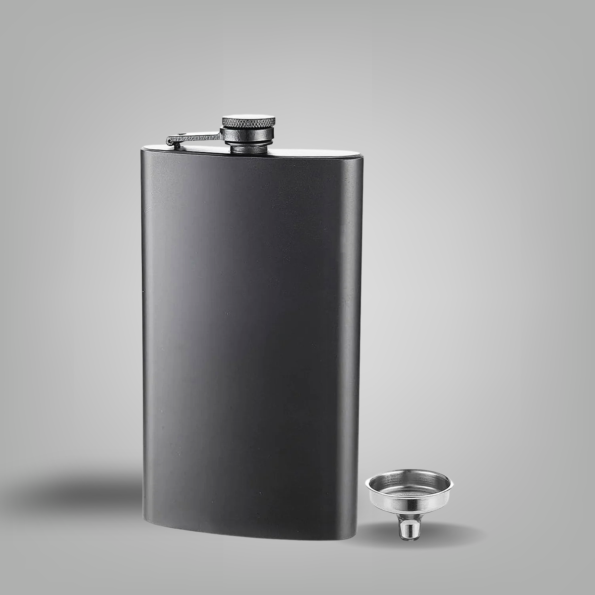 Matte Black Stainless Steel Pocket Flask 12 Ounces