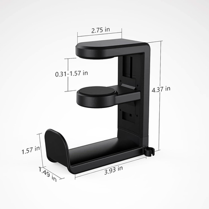 EURPMASK Under Desk 360 Degree Rotating Headphone Hanger