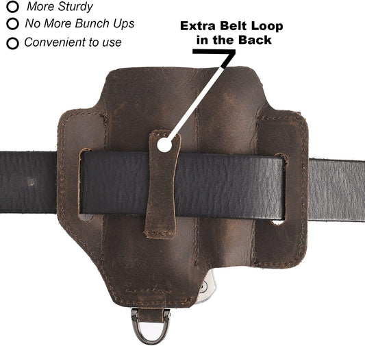 Leather Multitool Sheath,Edc Belt Organizer for Work and Daily Use,Leatherman Sheath,Edc Pocket Organizer for Flashlight and Multitool,Gifts for Men for Multitool,Darkbrown