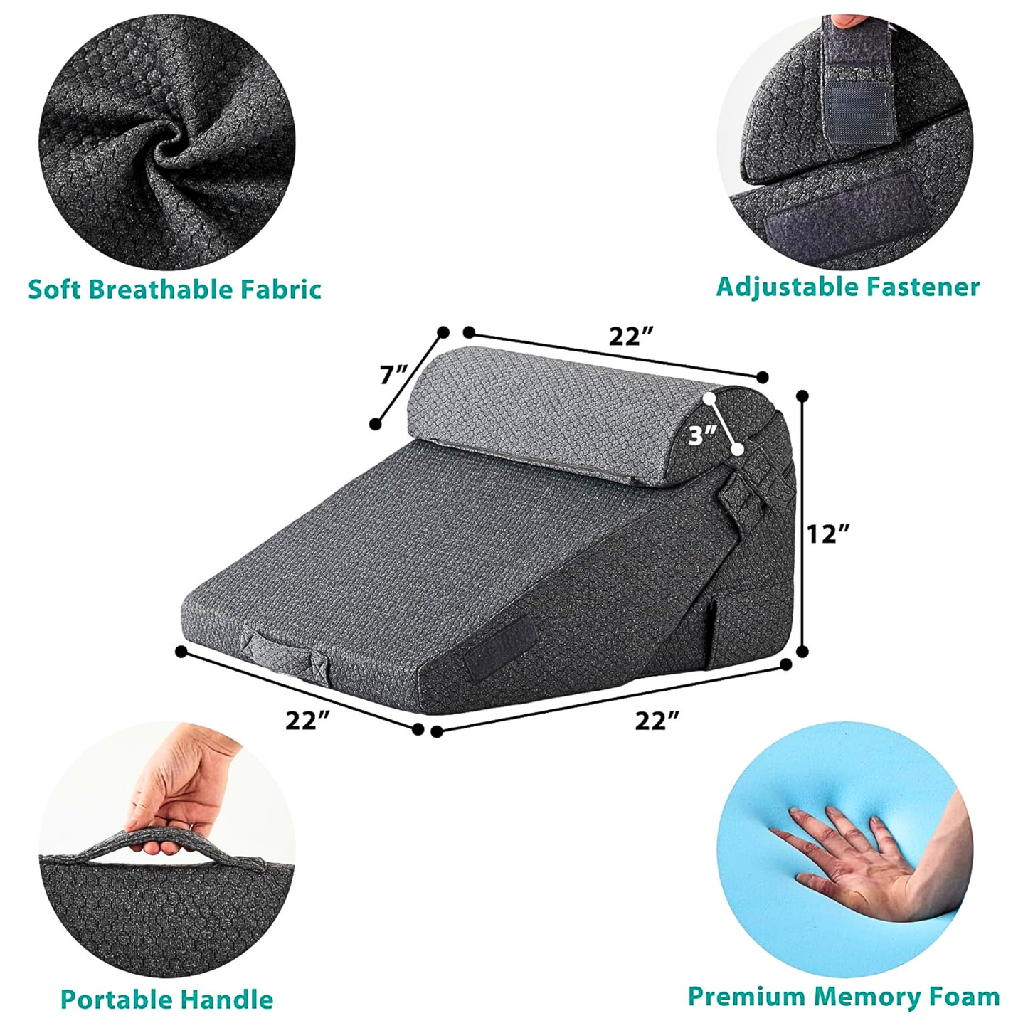 Foldable Memory Foam Wedge Pillow Set