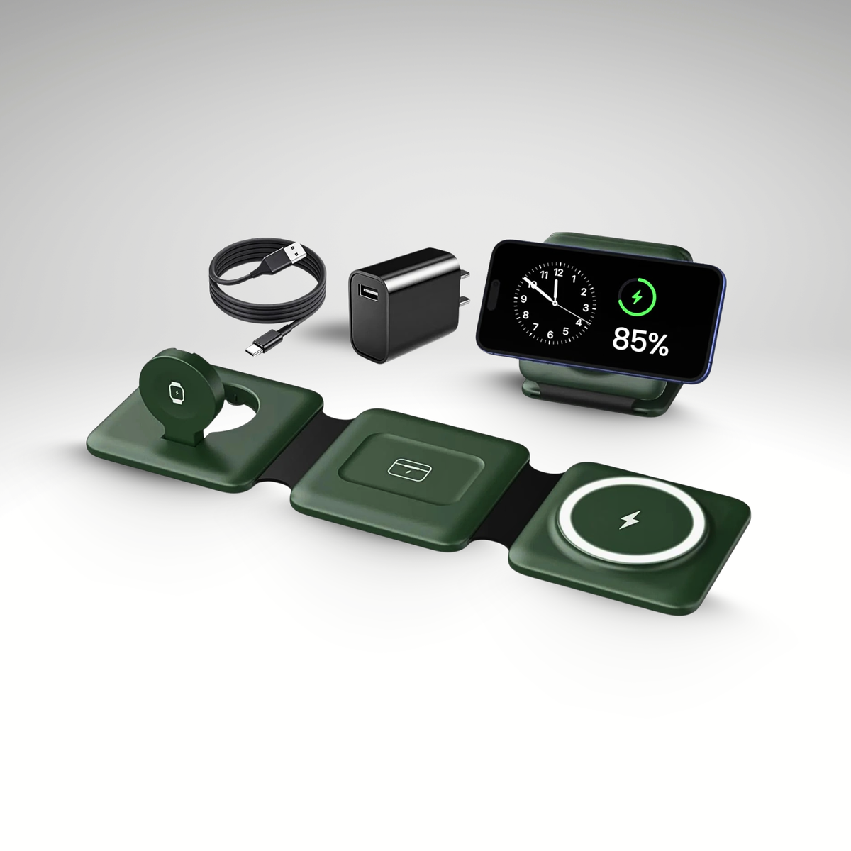 Foldable 3-in-1 Magnetic Wireless Charging Station | Apple Travel Dock
