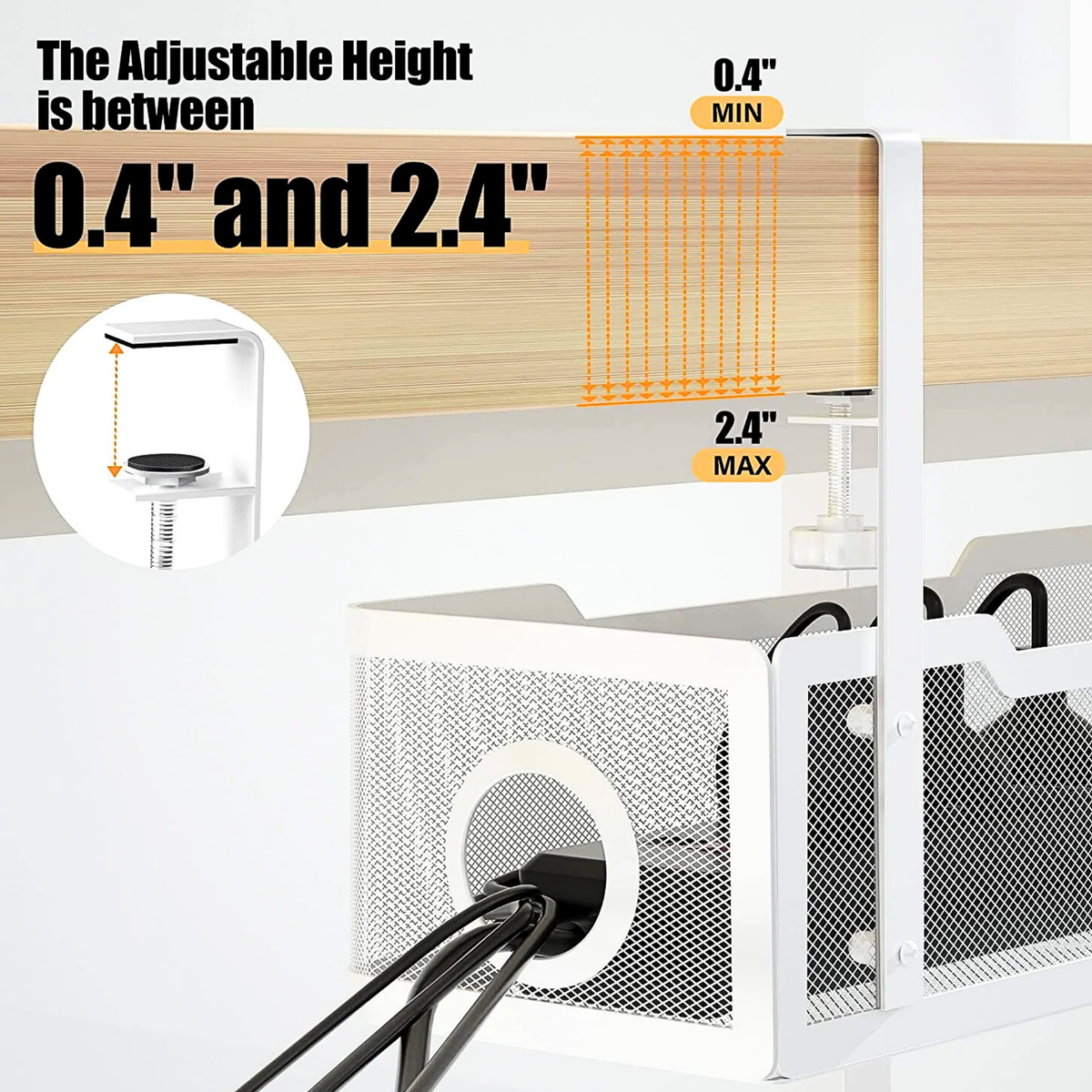 Under Desk Cable Management Tray | Drill-Free Wire Organizer