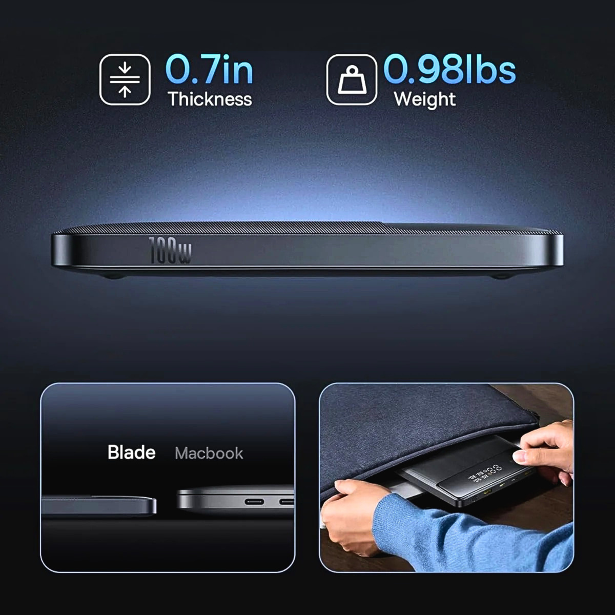 Baseus 100W Blade Portable Laptop Charger | 20000mAh Power Bank