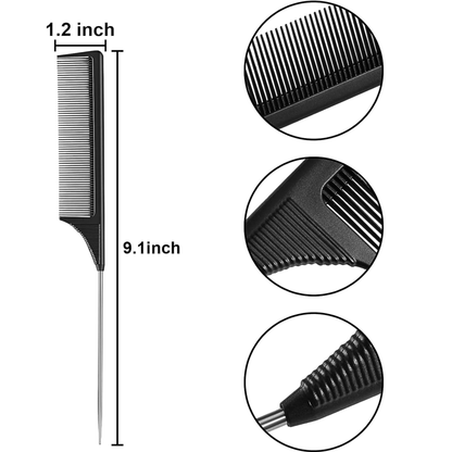 Leinuosen Carbon Fiber Rat Tail Comb 3-Pack