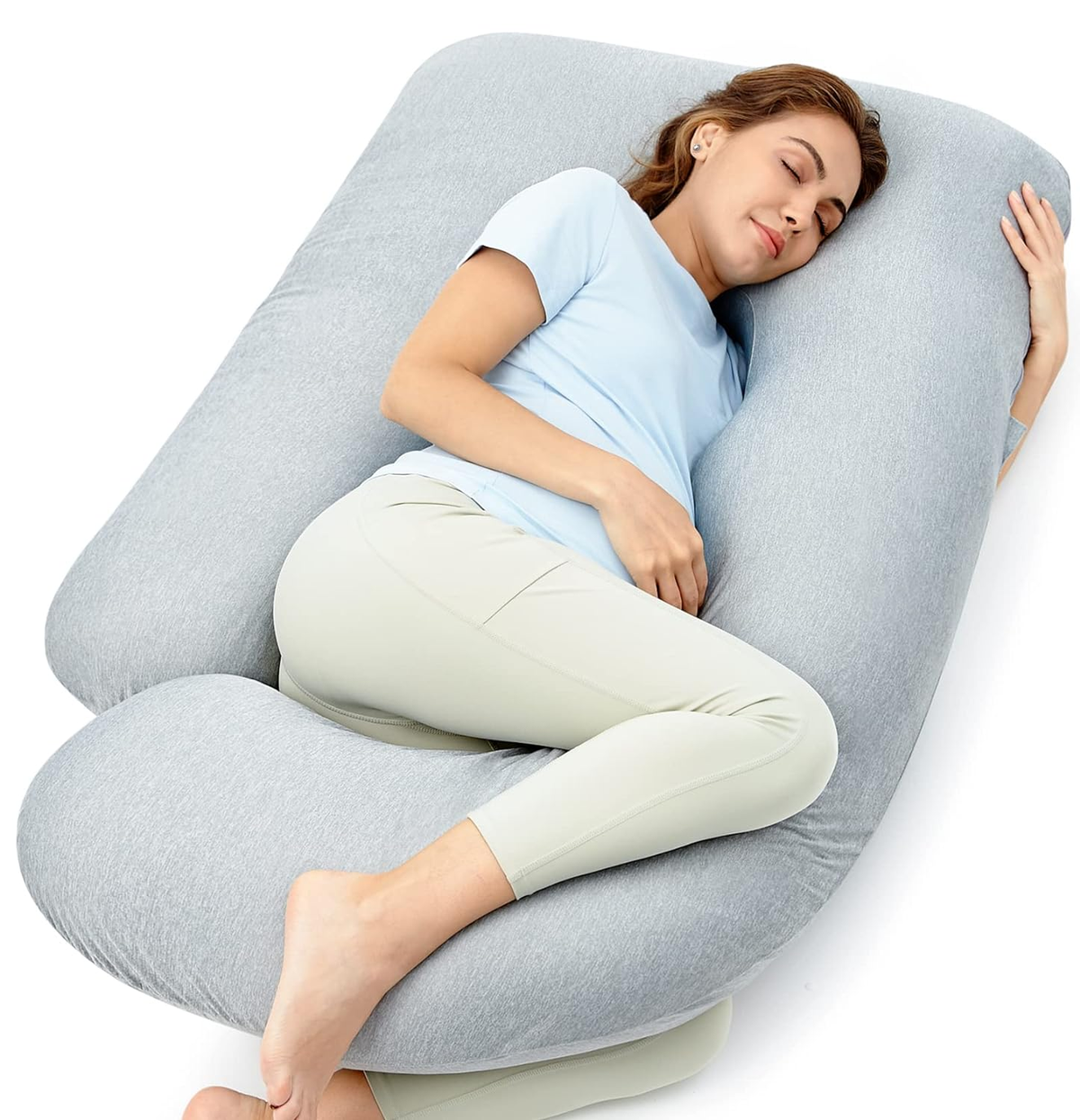 Pregnancy Pillows for Sleeping, U Shaped Full Body Maternity Pillow with Removable Cover - Support for Back, Legs, Belly, HIPS for Pregnant Women, 57 Inch Pregnancy Pillow for Women, Grey