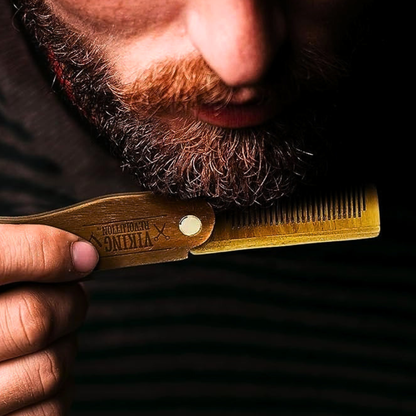 Viking Revolution Folding Wooden Beard Comb