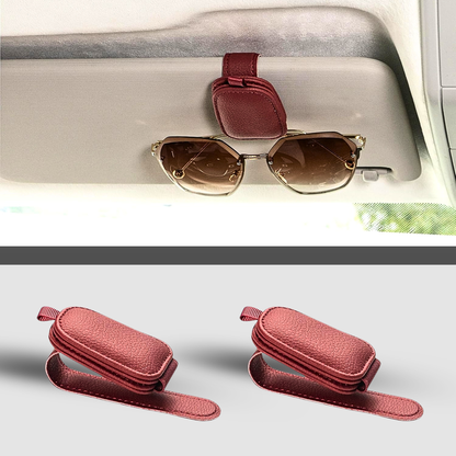Magnetic Leather Car Visor Sunglass Holder 2 Pack