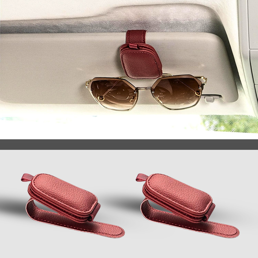 Magnetic Leather Car Visor Sunglass Holder 2 Pack