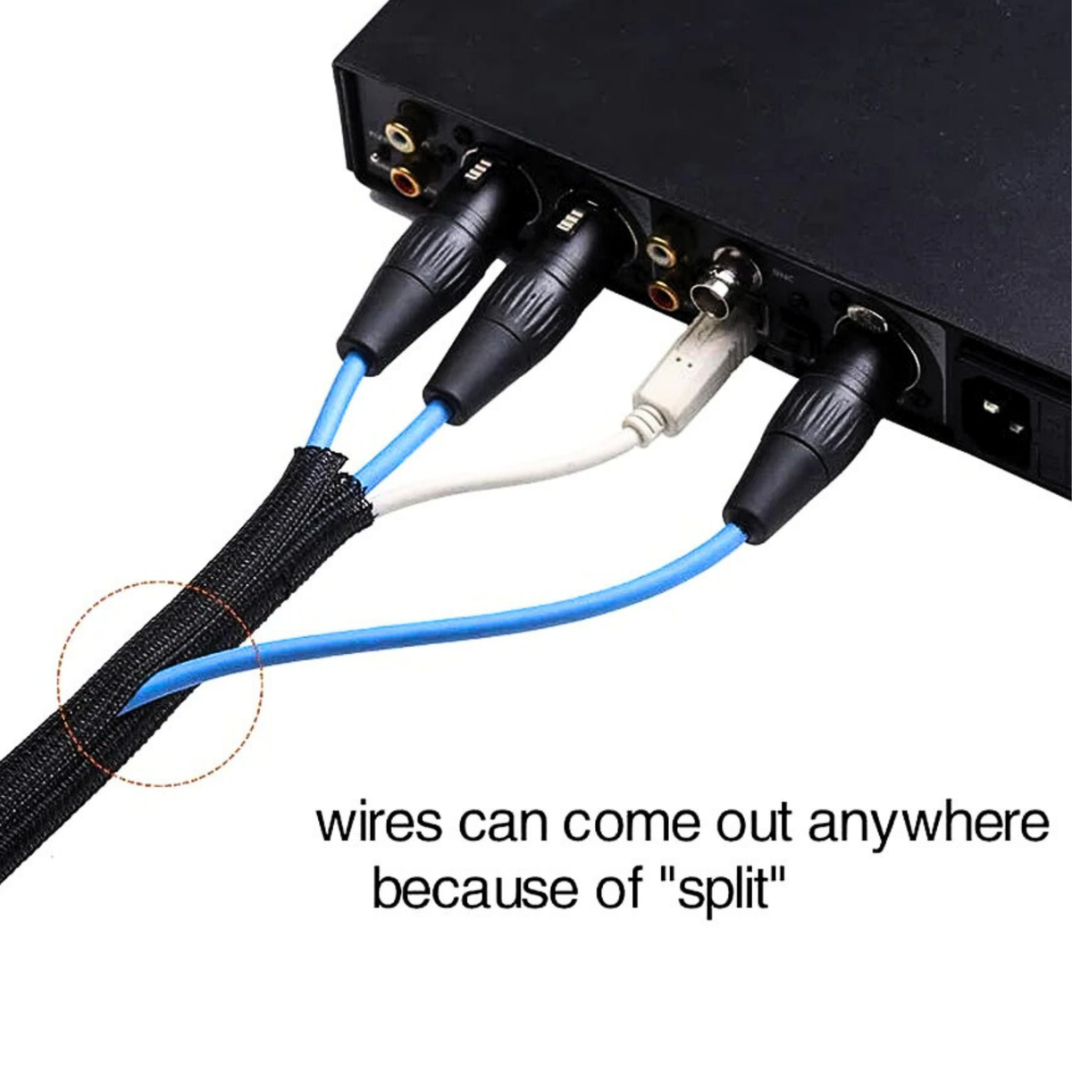 Black Split Cable Sleeving | Heavy-Duty Cord Protector