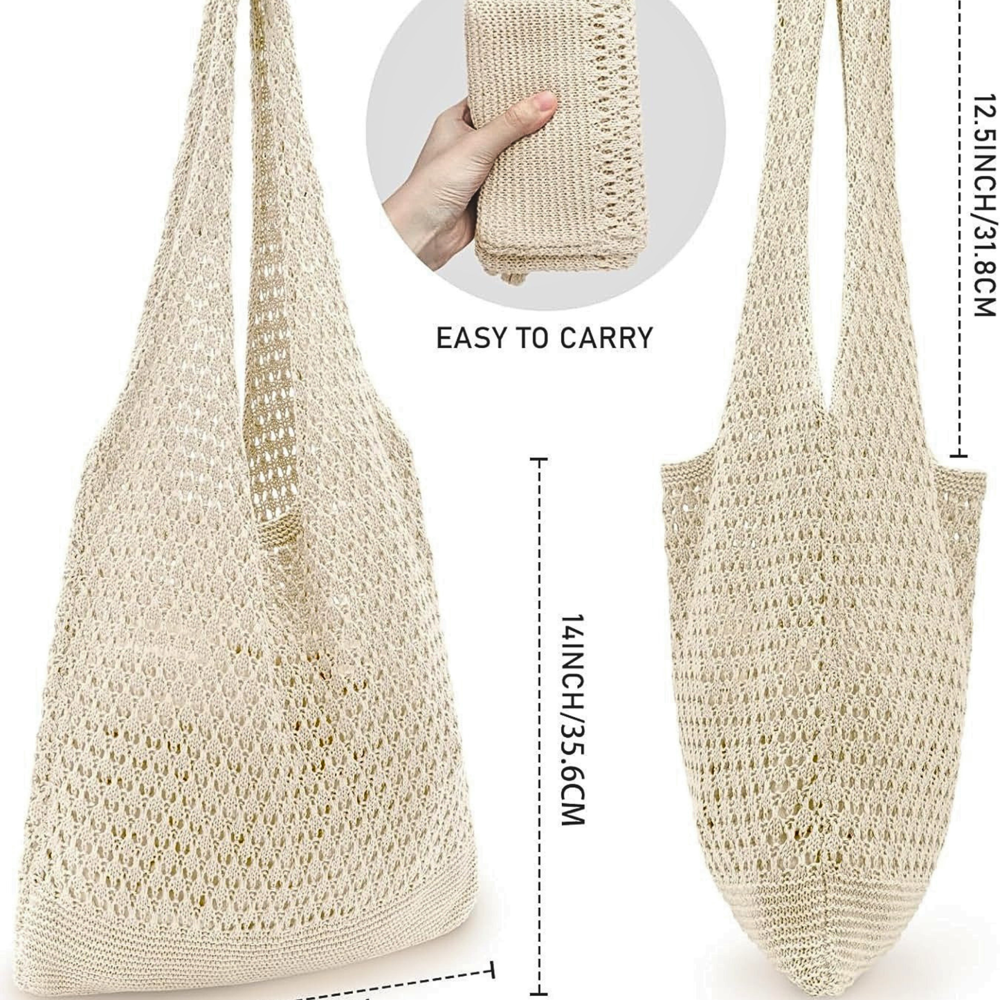 Hatisan Handmade Crochet Knit Beach Tote
