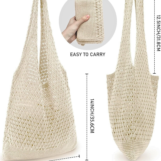 Hatisan Handmade Crochet Knit Beach Tote