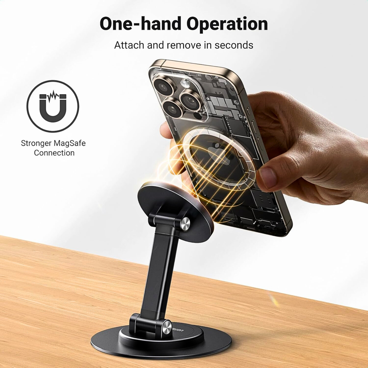 Magnetic Height-Adjustable Phone Stand With 360° Rotation
