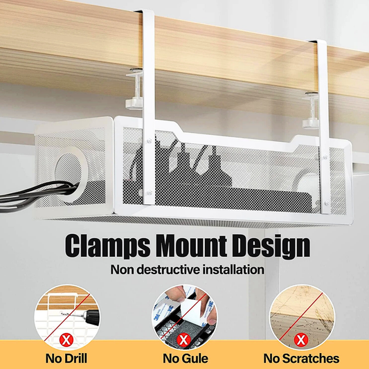 Under Desk Cable Management Tray | Drill-Free Wire Organizer