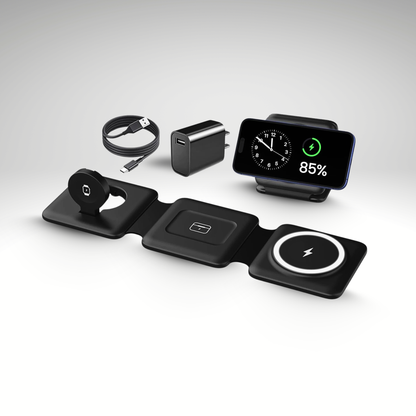 Foldable 3-in-1 Magnetic Wireless Charging Station | Apple Travel Dock