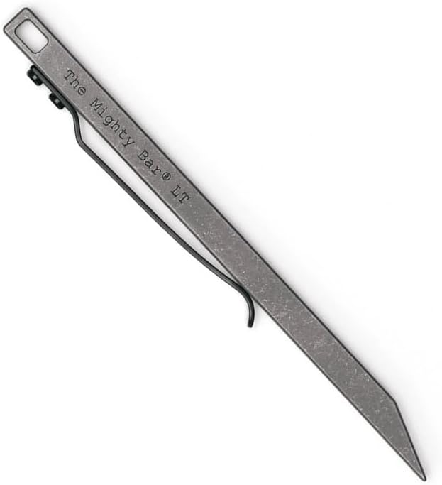 The Mighty Bar LT, Long Titanium Edition Pry Bar Tool, Stainless Steel Pocket Clip for EDC Made by