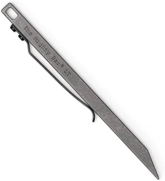 The Mighty Bar LT, Long Titanium Edition Pry Bar Tool, Stainless Steel Pocket Clip for EDC Made by
